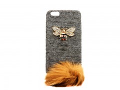 کاور پارچه ایی مدل سنجاقک نگین دار پشمالو مناسب برای گوشی مدل آیفون 6 plus