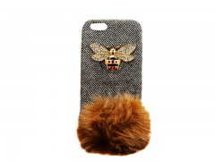 کاور پارچه ایی مدل سنجاقک نگین دار پشمالو مناسب برای گوشی مدل آیفون 6