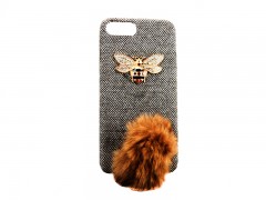 کاور پارچه ایی مدل سنجاقک نگین دار پشمالو مناسب برای گوشی مدل آیفون 7-8 plus