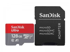 کارت حافظه microSDXC سن دیسک مدل Ultra کلاس 10 و A1 استاندارد UHS-I U1 سرعت 100MBps 667X همراه با آداپتور SD ظرفیت 128 گیگابایت