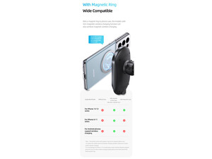 هولدر موبایل مگنتی و شارژر بی سیم داخل خودرو15 وات یوسامز Usams US-CD182 15W Magnetic Car Wireless Charger Phone Holder