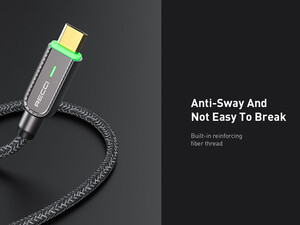 خرید ارزانترین کابل شارژ هوشمند میکرویو اس بی رسی RECCI RS02M SMART POWER - OFF MICRO USB FAST CHARGING CABLE 1M