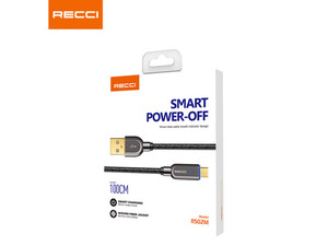 کابل فست شارژ هوشمند میکرویو اس بی رسی RECCI RS02M SMART POWER - OFF MICRO USB FAST CHARGING CABLE 1M