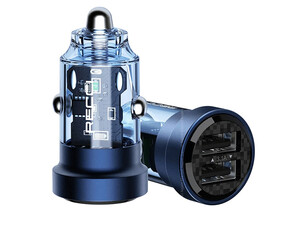 شارژر فندکی 2 پورت رسی مدل Recci 15.5W Dual Ports  Transparent Car Charger RCC-N16 توان 15.5 وات