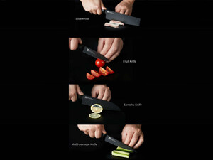 ست 5 تایی چاقوی آشپزخانه شیائومی Huohou 5Pcs Cool Black Kitchen