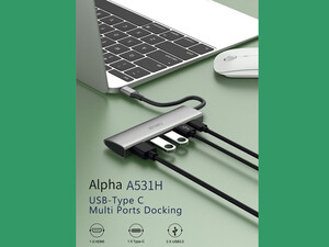 خرید بهترین هاب تایپ سی فلزی ویوو WiWU Type-C Multiport Adapter 5-in-1 Alpha 531H
