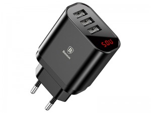 شارژر دیواری 3 پورت بیسوس مدل Mirror Travel Charger Intelligent Digital