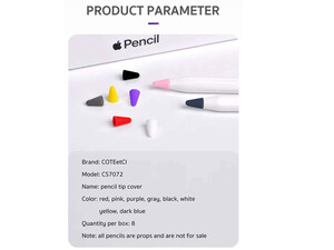 نوک یدک چند رنگ قلم لمسی اپل 1 و 2 کوتتسی Coteetci Pencil Tip Cover Pencil 1/2 CS7072