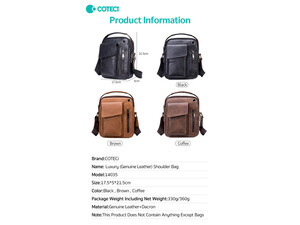کیف دوشی چرم اصلی کوتتسی Coteetci Luxury SeriesShoulder bag 14035
