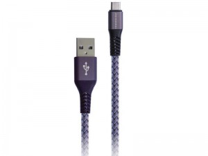 کابل تبدیل USB به Type-C پاورولوژی مدل P12MBCGY Nylon Braided به طول 1.2 متر