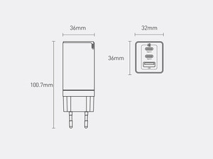 شارژر دیواری مینیمال بیسوس  BASEUS GaN3 Pro Fast Charger 2C+U 65W Black w/USB-C to USB-C cable (CCGP050101)