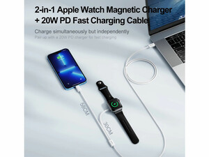 خرید شارژر مغناطیسی اپل واچ دوکاره جویروم JOYROOM  2in1  S-IW005 Iwatch Magnetic wireless charger/lightning cable