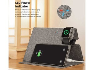 شارژر بی سیم سه کاره راک مدل Rock Leather 3 in 1 Wireless Charger RWC-0515