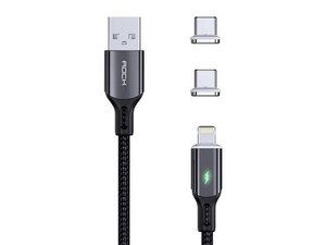 کابل شارژ سریع سه سر مگنتی راک Rock G13 3In1 Magnetic Fast Charging Data Cable 2m