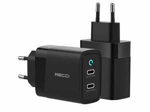 شارژر دیواری فست شارژ دو پورت تایپ سی 47 وات رسی RC43