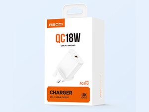 قیمت شارژر دیواری فست یو اس بی 18 وات رسی RECCI RC51U 18W QC3.0 QUICK CHARGER