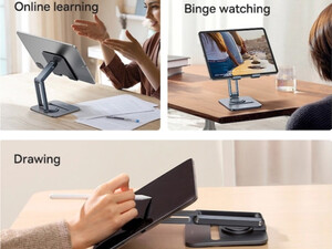 هولدر رومیزی تبلت 360 درجه بیسوس Baseus Desktop Biaxial Foldable Metal Tablet Stand Rotatable Version Space Grey BS-HP006A B10431801811-00