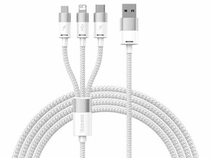 خرید کابل تبدیل 1.2 متری USB به USB-C microUSB لایتنینگ باسئوس Baseus StarSpeed 1-for-3 Fast Charging Data Cable 1.2m CAXS000001