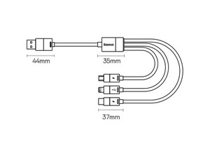 کابل تبدیل 1.2 متری USB به USB-C microUSB لایتنینگ باسئوس Baseus StarSpeed 1-for-3 Fast Charging Data Cable 1.2m CAXS000001