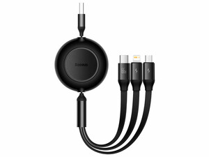 کابل شارژ سه سر یو اس بی به تایپ سی, میکرو و لایتنینگ 66 وات بیسوس Basues Bright Mirror II CAMJ010101