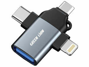 مبدل او تی جی سه کاره تایپ سی، لایتنینگ و میکرو به یو اس بی به یو اس بی گرین لاین Green Lion 3 In 1 GN3IN1 OTG