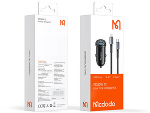 شارژر فندکی تایپ سی 30 وات همراه با کابل لایتنینگ مک دودو Mcdodo CC-7492 PD30W USB-C Fast Car Charger