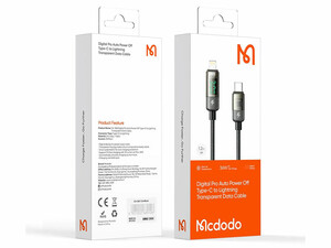 کابل شارژ هوشمند تایپ سی به لایتنینگ 36 واتی مک دودو 1.8متر مدل MCDODO Digital Pro Auto Power Off Lightning Data Cable CA-3601