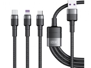 کابل شارژ سه سر ایکس‌او به طول 1.2 متر XO 3in1 40W FAST charge usb cable NB Q191