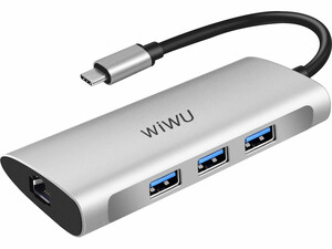 هاب تایپ سی 6 پورت ویوو WiWU Alpha 631STR Portable Multiport Type-C Hub 6 in 1 Laptop Adapter