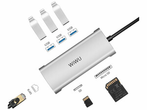 هاب تایپ سی 6 پورت ویوو WiWU Alpha 631STR Portable Multiport Type-C Hub 6 in 1 Laptop Adapter