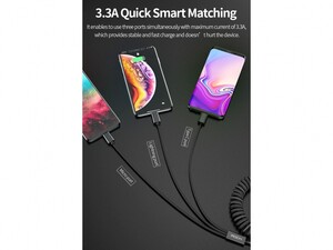 کابل ۳ کاره راک Rock 3in1 Metal Stretchable lightning - Type-C - Micro USB