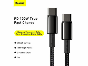 قیمت کابل تبدیل Type-C به Type-C باسئوس طول 2 متر مدلBASEUS Tungsten Gold Fast charging 100W CATWJ-A01