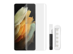 محافظ صفحه نمایش شیشه ای یو وی سامسونگ گرین Green Samsung S21 Ultra 3D Curved Round Edge UV Glass