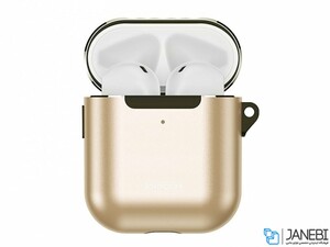 کاور محافظ فلزی قلاب دار ایرپاد Joyroom Titanium Gold Series Airpods 1/2 JR-BP574