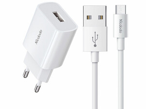 شارژر مسافرتی فست یواس‌بی 10 وات به همراه کابل میکرو مک‌دودو MCDODO CH-6632 Fast Charge 2.1A