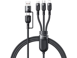 کابل سوپر فست شارژ 100 وات چند سر به طول 1.2 متر مک‌دودو Mcdodo 2 in 3 100W PD Fast Charging Cable CA-8800