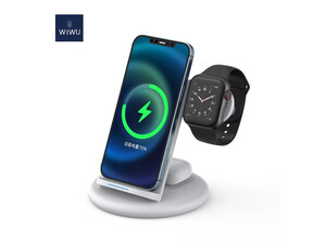 شارژر وایرلس مغناطیسی استند رومیزی سه کاره آیفون 15 وات ویوو WIWU POWER AIR 18W 3 IN 1 WIRELESS CHARGER