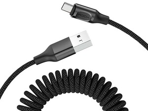 کابل تایپ سی  فست تلفنی راک Rock RCB0657 Type-C Stretchable Cable 1.5m