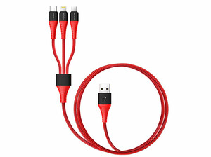 کابل شارژ سه سر راک Rock Hi-Tensile 3 in 1 Charging Cable Version A