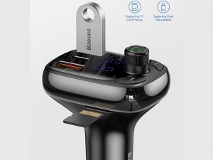 شارژر فندکی و پخش کننده بلوتوث بیسوس مدل S13 T-Type Wireless MP3 Charger با قابلیت مکالمه