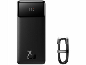 پاوربانک شارژ سریع 25 وات 20000 به همراه کابل شارژ تایپ سی 50 سانتی‌متری بیسوس Baseus Bipow Digital Display Power bank PPBD020301