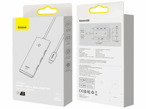 هاب چهار پورت یواس‌بی همراه کابل 25 سانتی‌متری تایپ‎سی بیسوس Baseus Hub Lite Series 4-Port USB-A WKQX030301