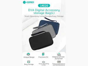 کیف لوازم جانبی ضد آب کوتتسی Coteetci EVA Digital Accessory Storage Bag (L) 14026-BK