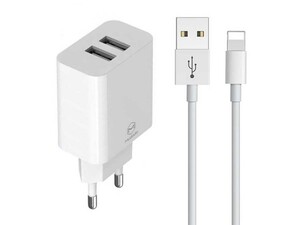 شارژر دیواری و کابل شارژ لایتنینگ مک دودو Mcdodo CH-6720 Dual USB Travel Charger Set