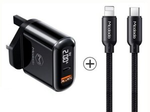 شارژر سریع و کابل شارژ مک دودو Mcdodo CH-723 PD+Quick Charge Travel Charger Set 18W