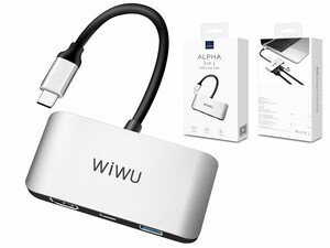 مبدل تایپ سی به اچ دی ام آی، تایپ سی و یو اس بی ویوو WiWU ALPHA 3 IN 1 USB-C HUB C2H