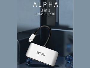 خرید مبدل تایپ سی به اچ دی ام آی، تایپ سی و یو اس بی ویوو WiWU ALPHA 3 IN 1 USB-C HUB C2H