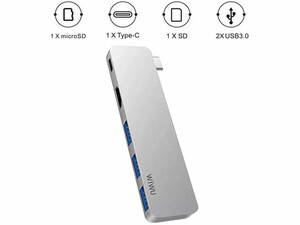 خرید بهترین هاب تایپ سی 5 پورت ویوو WiWU T6 Pro Type-C Hub