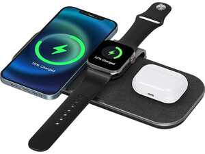 شارژر وایرلس مغناطیسی رومیزی سه کاره آیفون 15 وات ویوو Wiwu PA3IN1B Power Air 15W 3 In 1 Wireless Charger