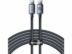 کابل سوپرفست شارژ تایپ‌سی به تایپ‌سی 2 متری بیسوس Baseus Cable Crystal Shine Series Type-C To Type-C 100W CAJY000701